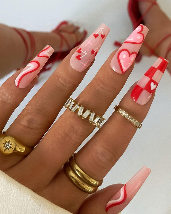 Captivating Valentine’s Day Nail Designs : Cute Pressed On Valentine’s Day Nails