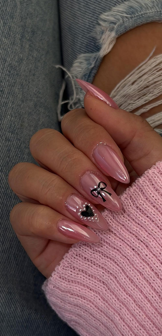 Captivating Valentine’s Day Nail Designs : Coquette Valentine’s Day Nails