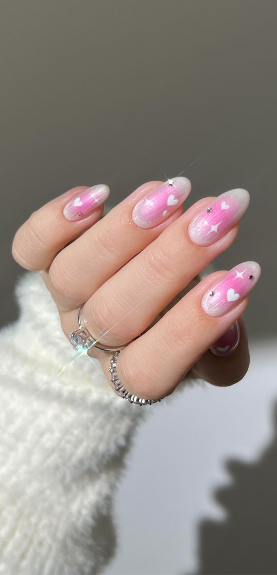 Captivating Valentine’s Day Nail Designs : Pink Aura-Inspired Nails