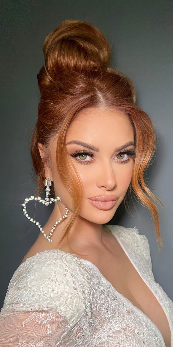 Radiant Bridal Makeup Ideas for Your Perfect Wedding Day : Copper Hair Bride with Rosy Pink Lips
