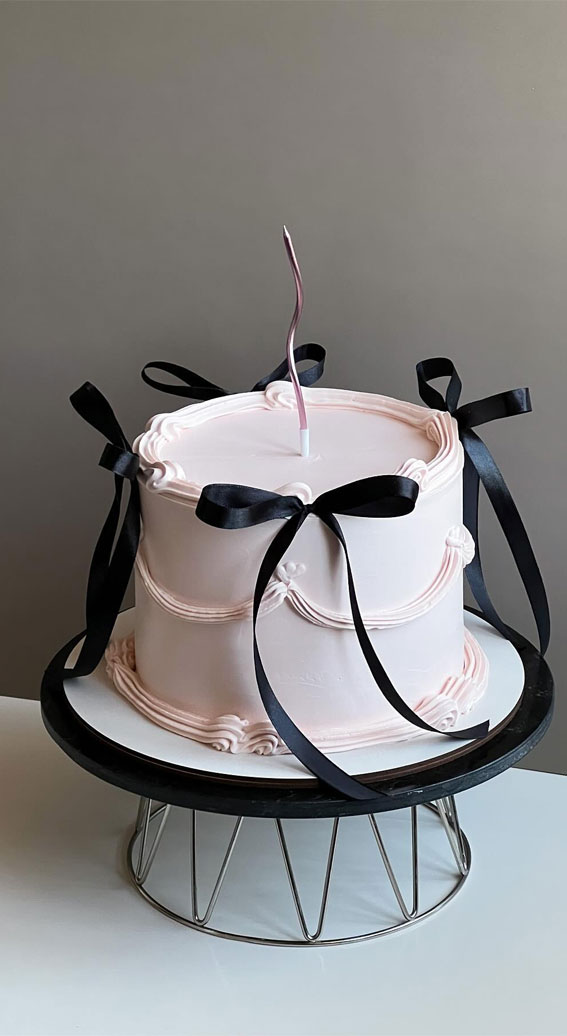30 Celebrate Cake Ideas for Every Occasion : Simple Pink Cake with Pink Bows