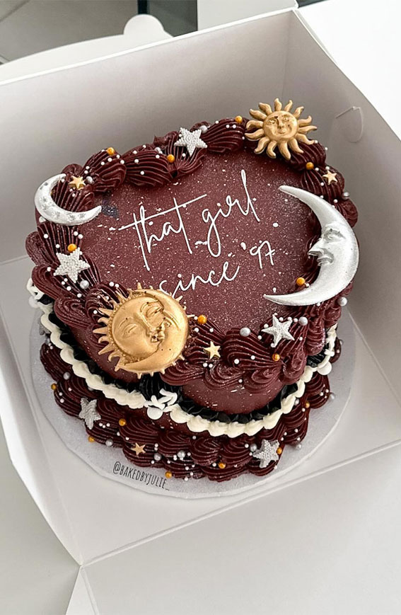 30 Celebrate Cake Ideas for Every Occasion : A burgundy sagittarius galaxy
