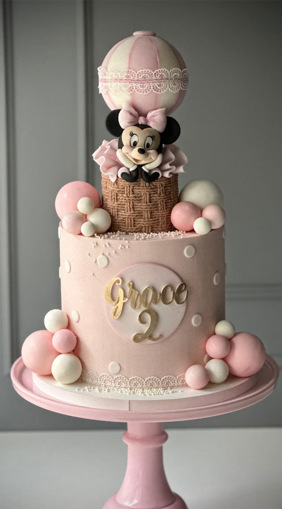 35 Adorable Birthday Cake Ideas for Little Ones : Minnie in a Hot Air Balloon Cake