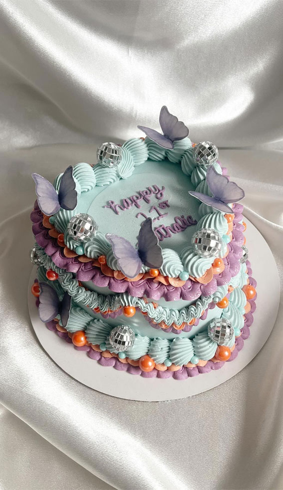 30 Celebrate Cake Ideas for Every Occasion : Butterfly Disco Blue Cake