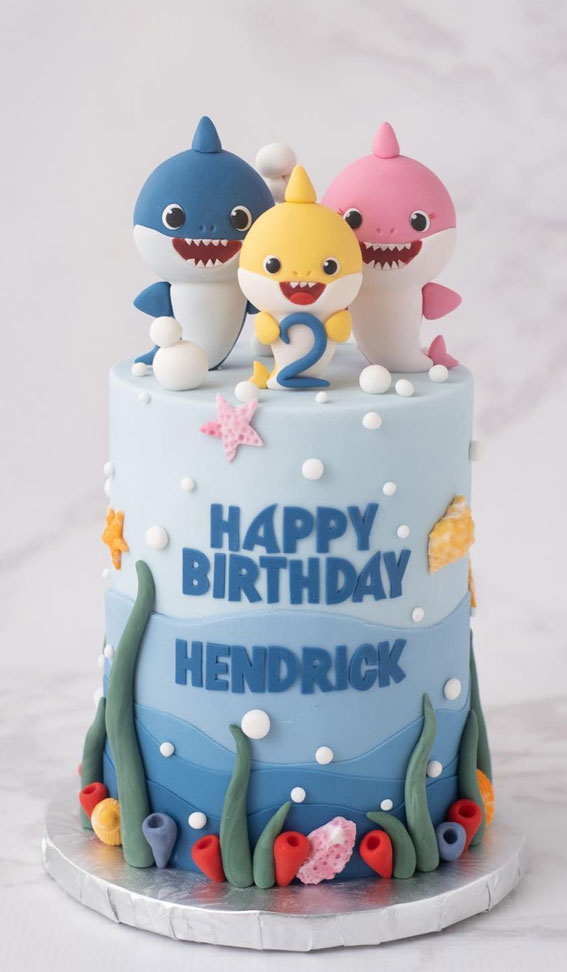 35 Adorable Birthday Cake Ideas for Little Ones : Baby Shark Birthday Cake