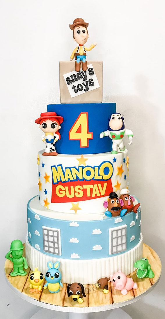 35 Adorable Birthday Cake Ideas for Little Ones : Toy Story Theme Cake for 4th Birthday