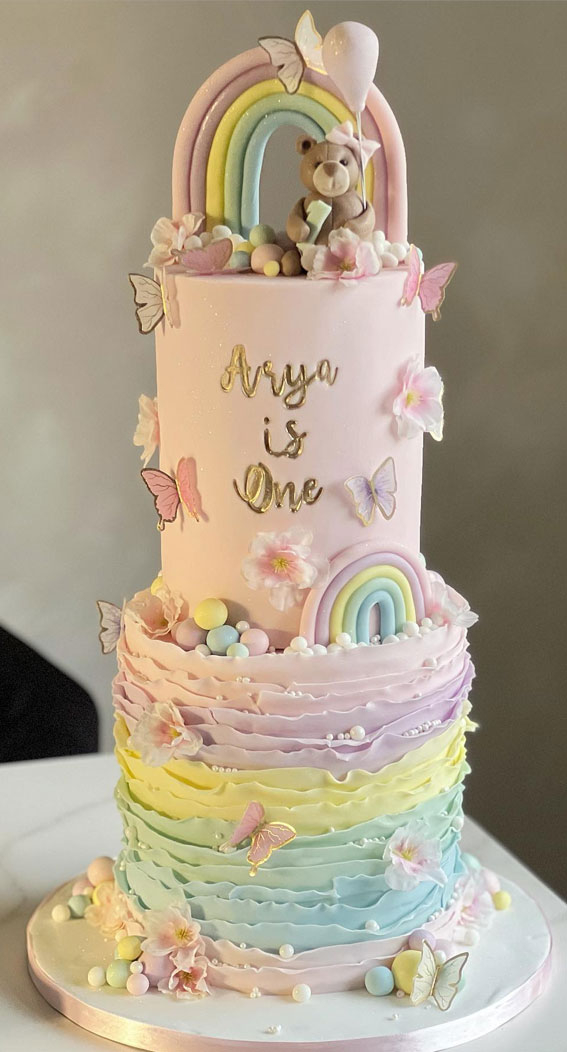 35 Adorable Birthday Cake Ideas for Little Ones : Rainbow & Butterfly Cake