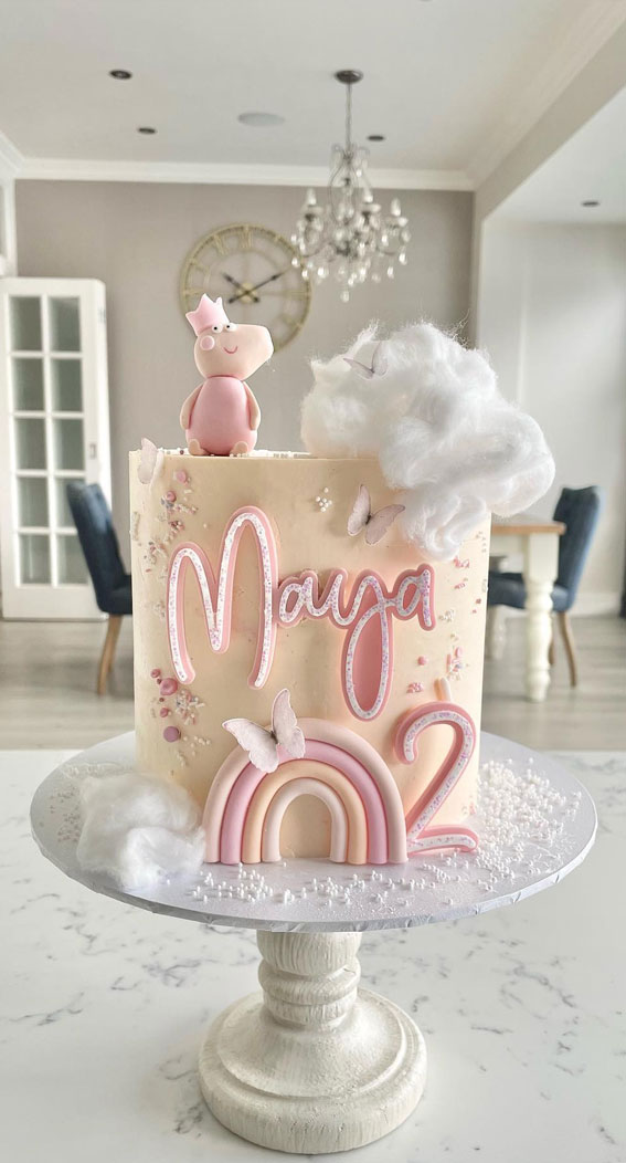 35 Adorable Birthday Cake Ideas for Little Ones : Peppa Pig Cake for 2nd Birthday