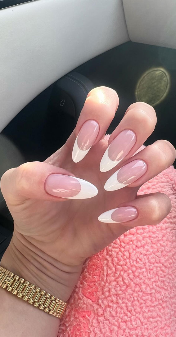 Creative Nail Concepts for Your Next Manicure : Classic French Almond Nails