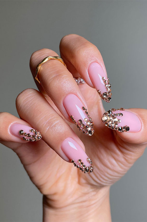 Creative Nail Concepts for Your Next Manicure : Champagne Bead Tip Nails