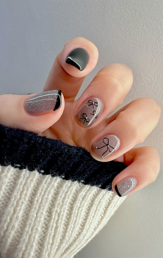 Creative Nail Concepts for Your Next Manicure : Cute Black Bow Nails