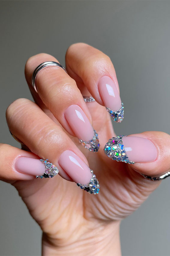 Creative Nail Concepts for Your Next Manicure : Rhinestone & Sequin Tip Nails
