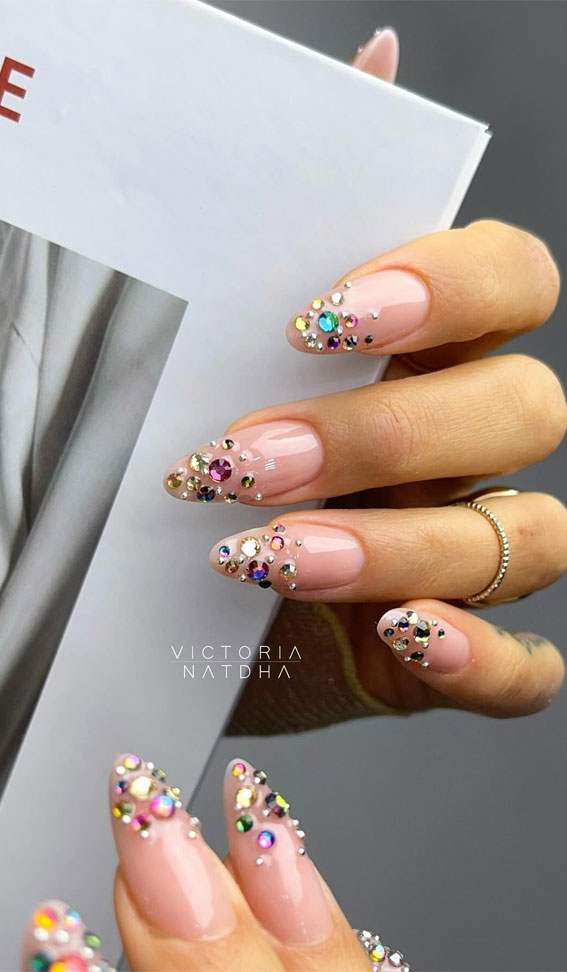Creative Nail Concepts for Your Next Manicure : Gemstone Almond Nails