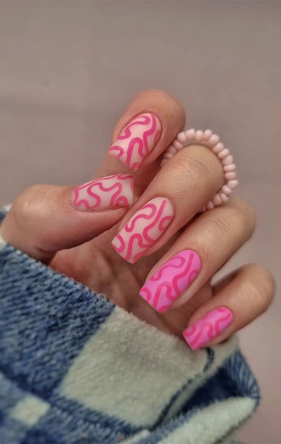 Creative Nail Concepts for Your Next Manicure : Pink Doodle Pink Nails