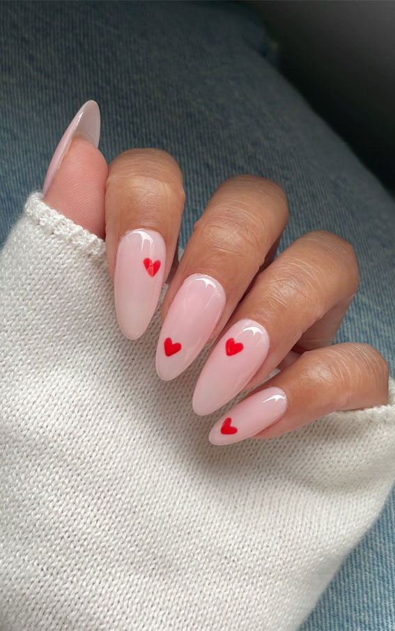 Captivating Valentine’s Day Nail Designs : Tiny Love Heart Gel Nails