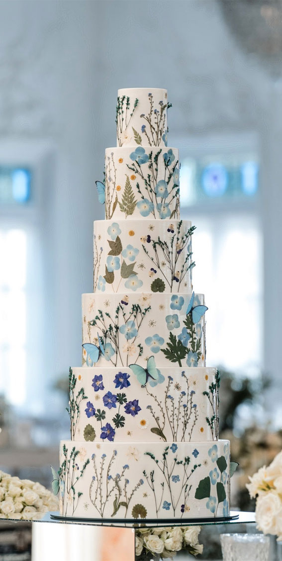 40 Inspiring Wedding Cake Creations : Blue Enchantment Edible Floral Wedding Cake