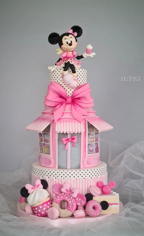 disney inspired birthday cake, Minnie birthday cake, pink birthday cake, girl birthday cake 