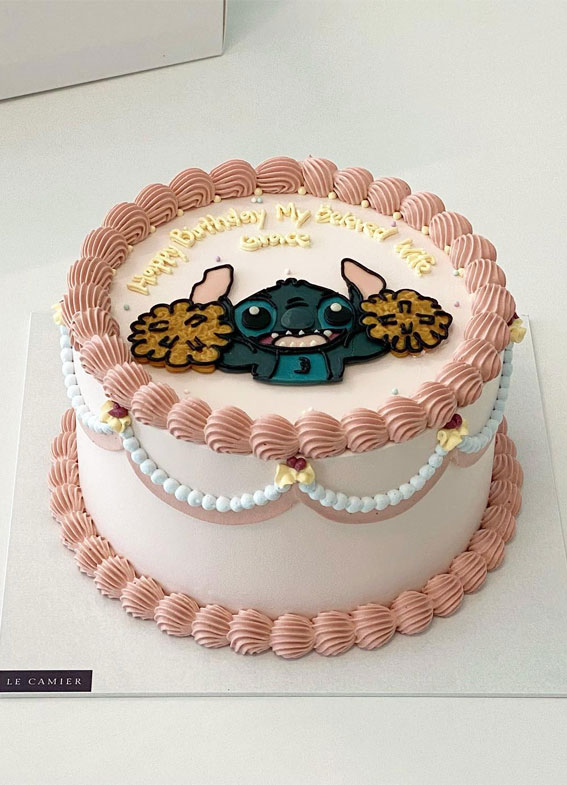 vintage style cake, lambeth cake, stitch birthday cake, stitch cake, cute stitch birthday cake, stitch birthday cake design