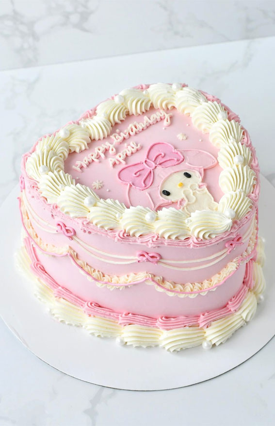 50 Birthday Cake Ideas for Every Celebration : My Melody Buttercream Heart Cake