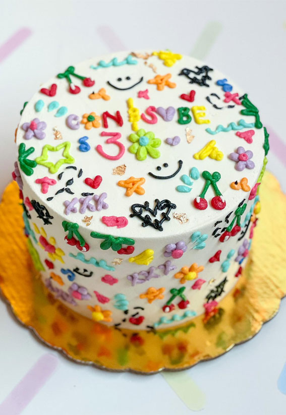 50 Birthday Cake Ideas for Every Celebration : Whimsical Doodle Delight Cake