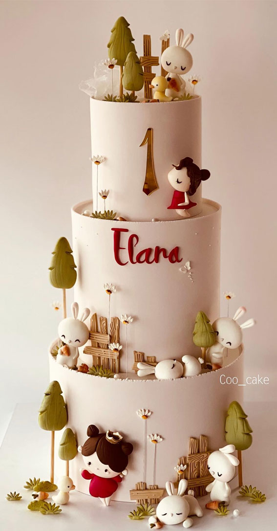 50 Birthday Cake Ideas for Every Celebration : Adorable 3-Tier First Birthday Cake