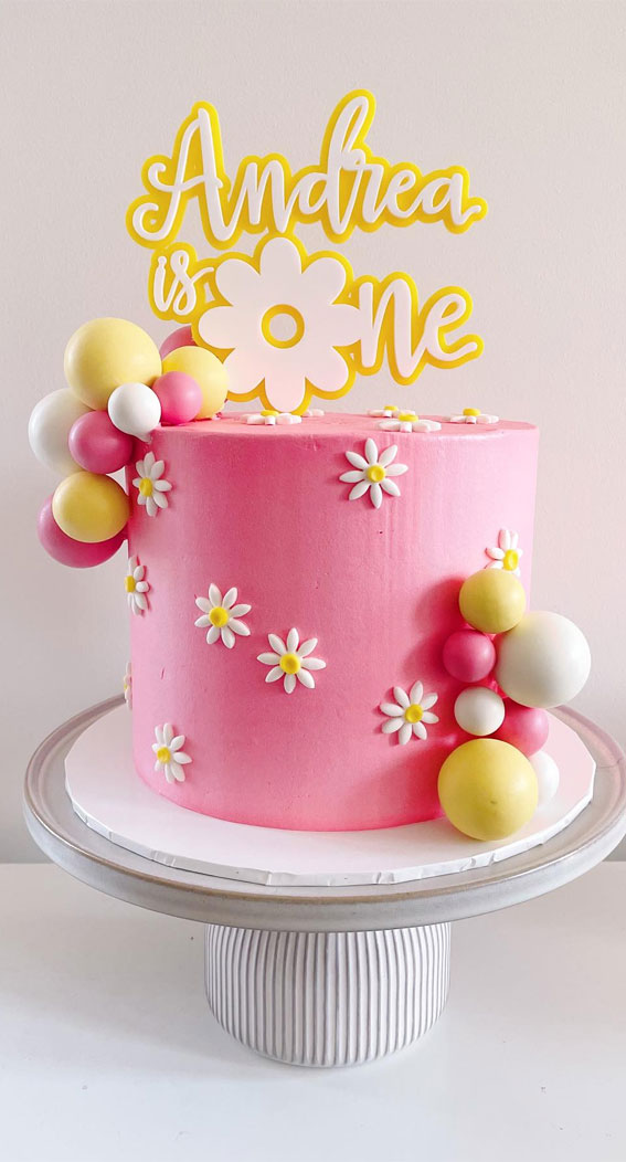 50 Birthday Cake Ideas for Every Celebration : Cheerful st Birthday Pink Cake