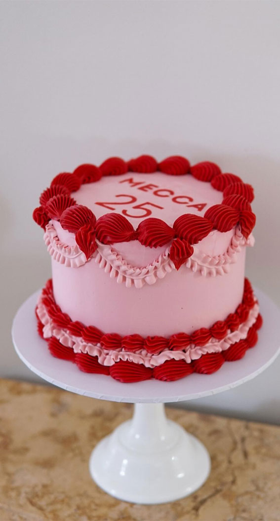 50 Birthday Cake Ideas for Every Celebration : Pink & Red Cake for 25th Birthday