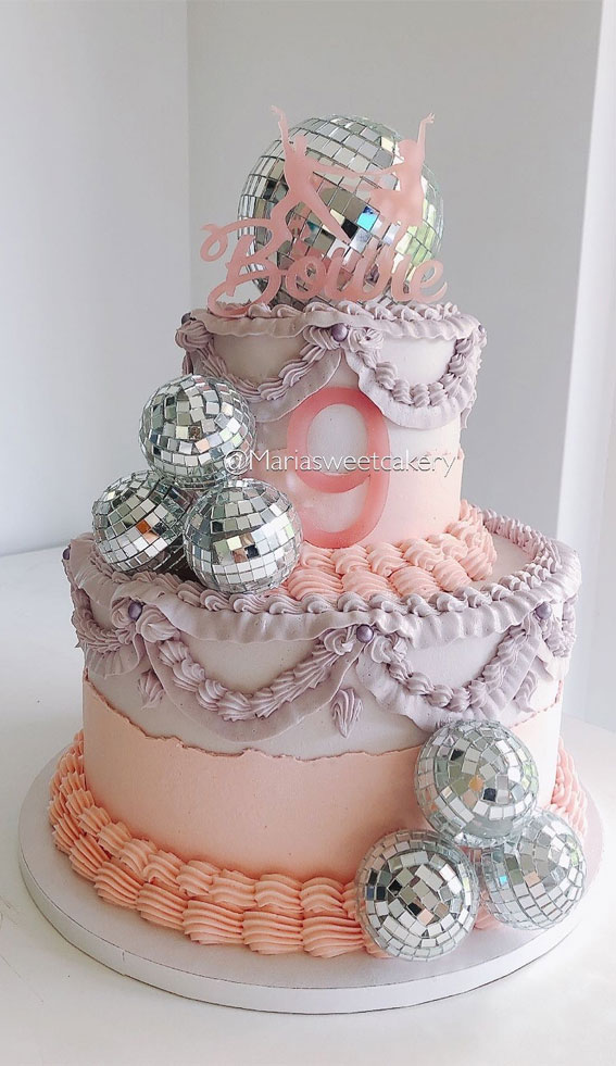 50 Birthday Cake Ideas for Every Celebration : Lavender and Peach Two-Tier Lambeth Cake