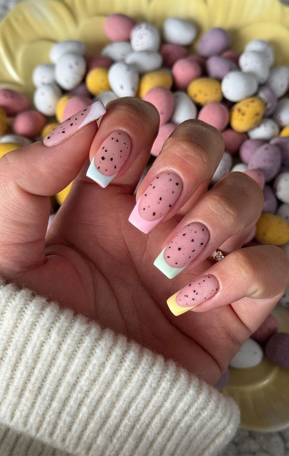 30 Easter Nail Art Designs That Dazzle : Pastel Tips Mini Egg-Inspired Nails