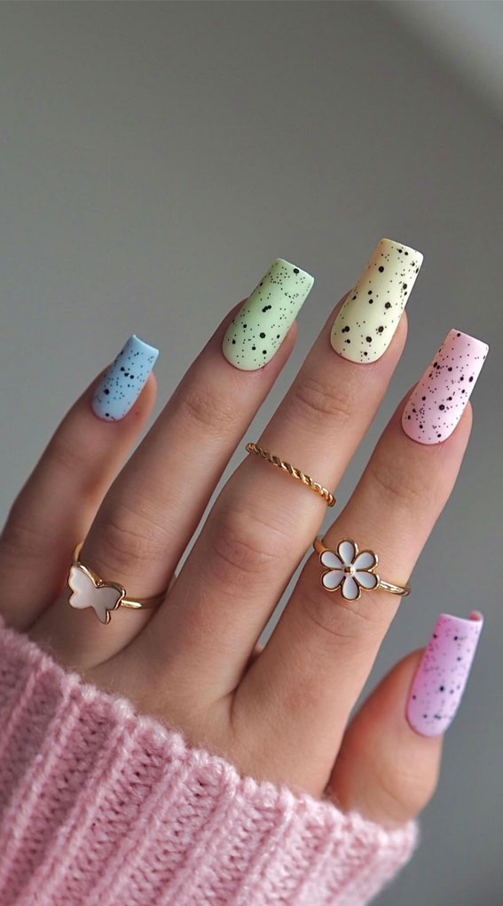 30 Easter Nail Art Designs That Dazzle : Speckled Pastel Nails