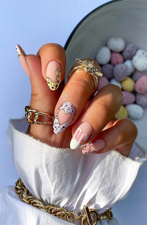 30 Easter Nail Art Designs That Dazzle : Bunny + Mini Egg Tip Nails