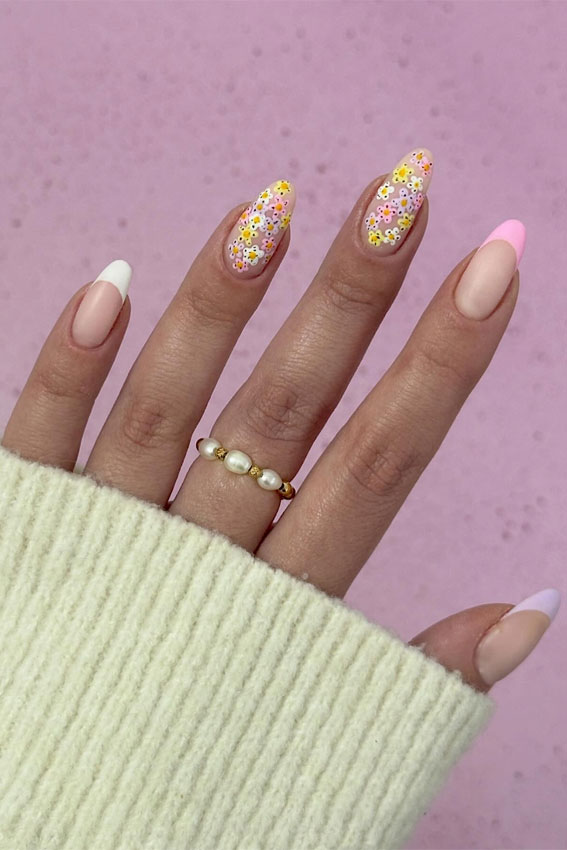 30 Easter Nail Art Designs That Dazzle : Mini Egg Floral Pastel Nails