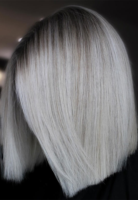 40 Ethereal Hair Colour Trends for the Spring-Summer Season : Platinum Blunt