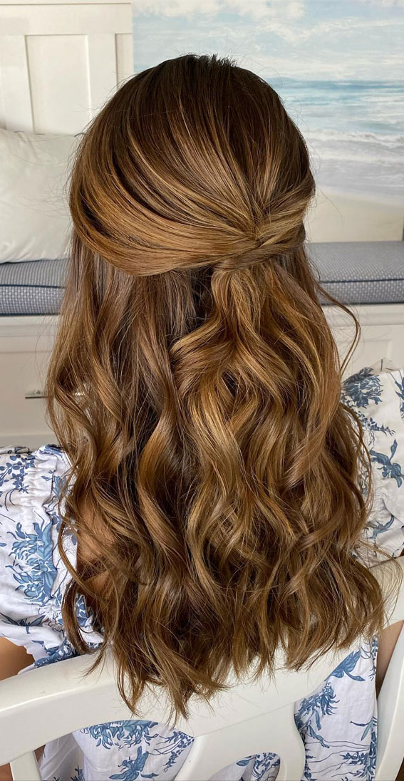 40 Half Up Half Down Hairstyles The Perfect Balance of Sophistication : Chic Laid Back Vibes