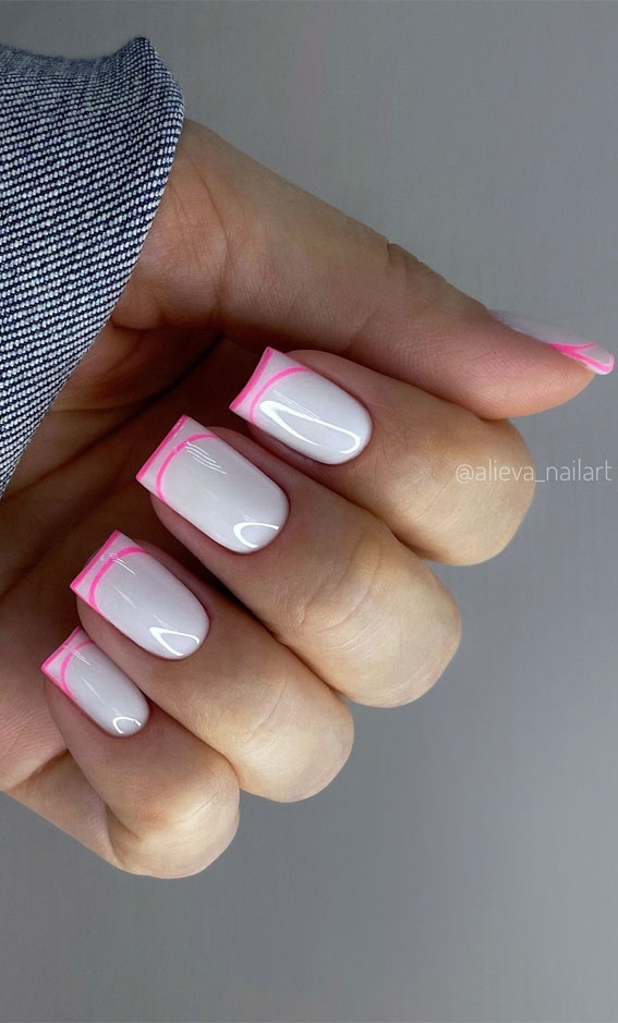 30 Minimalist Nails That’re Proved Less is More : Pink Double French Tip Nails