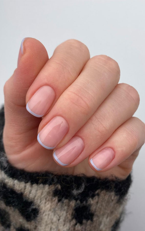 30 Minimalist Nails That’re Proved Less is More : Lilac Thin French Tip Nails