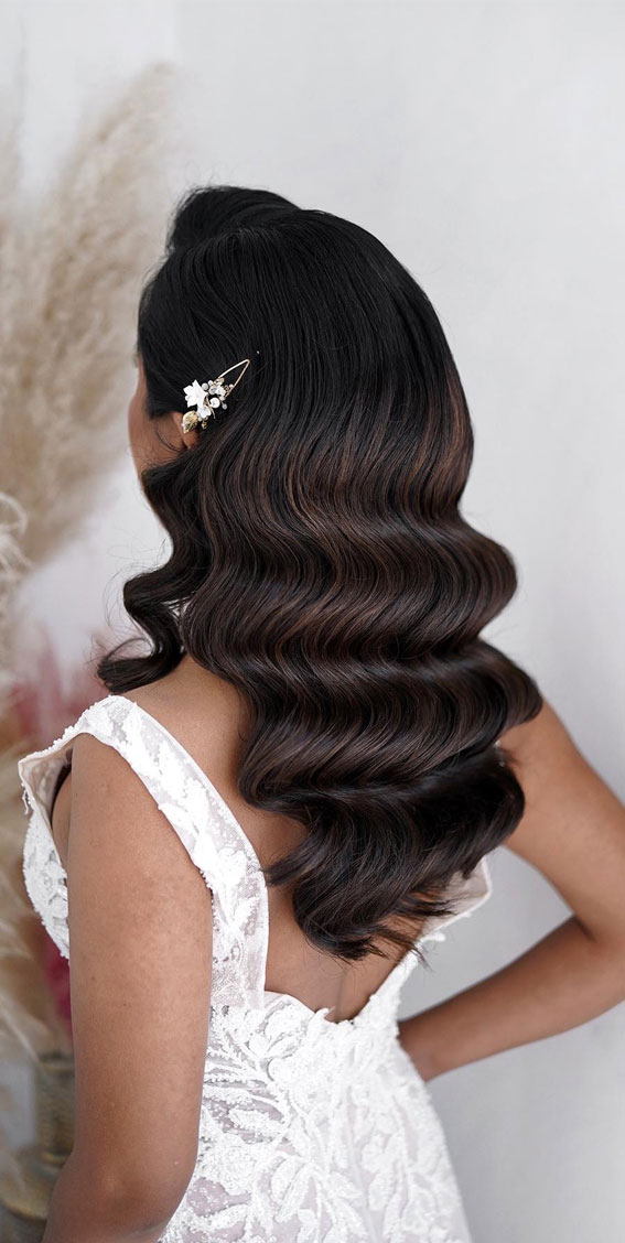 35 Creative Hairdos for Every Occasion : Glam Dark Hair Hollywood Waves