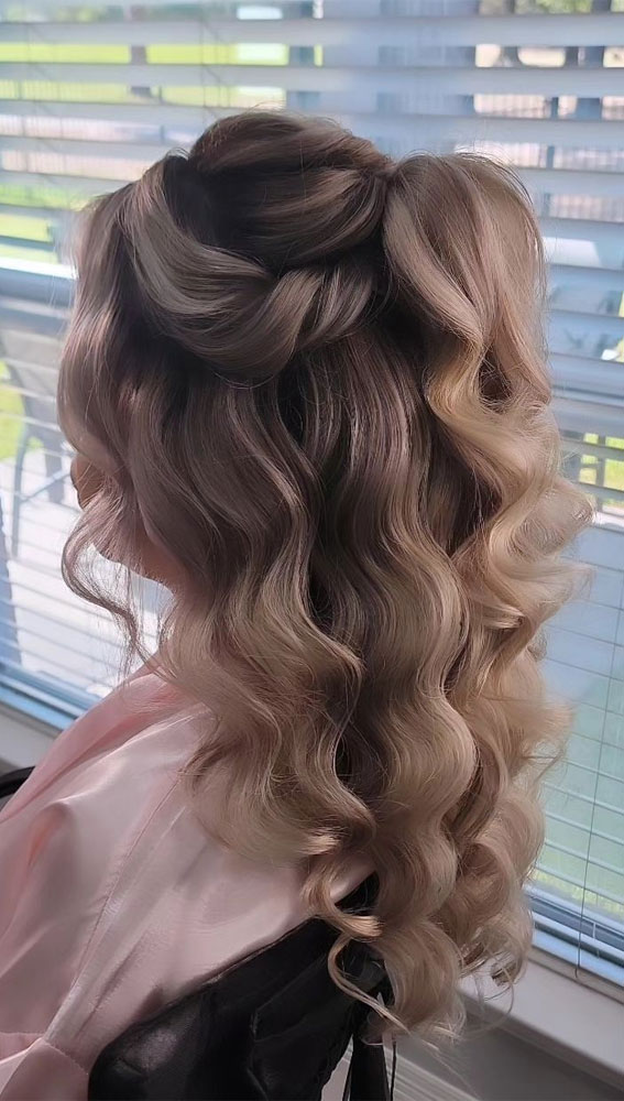 30 Stunning Bridesmaids Hairstyles for 2024 : Two in One Half Up