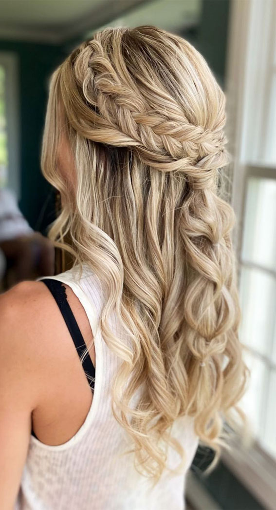 30 Stunning Bridesmaids Hairstyles for 2024 : Boho Chic Half Up