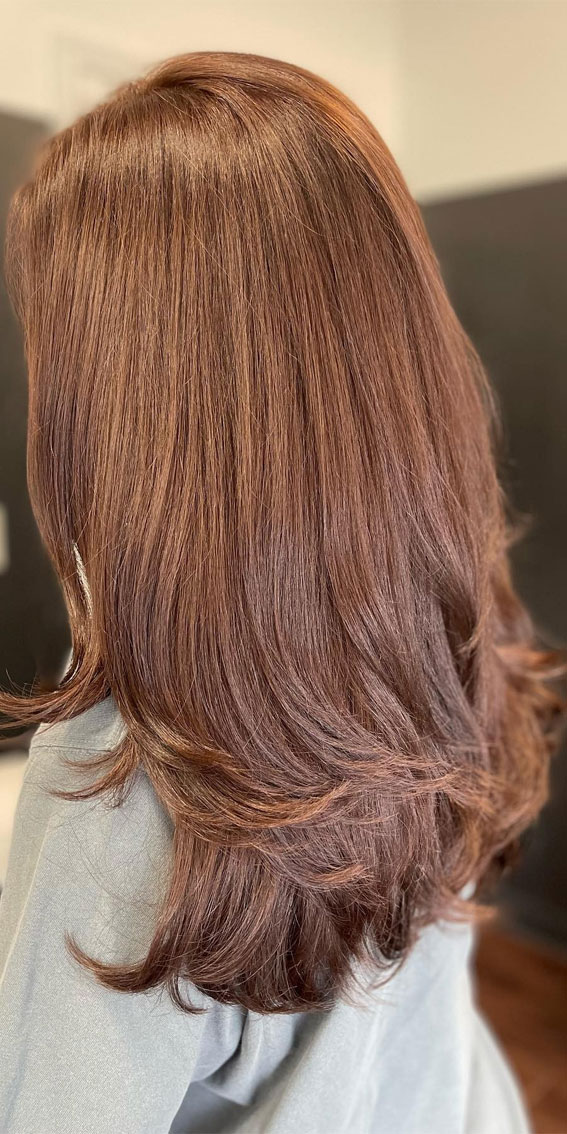 50 Examples of Blonde and Brown Hair to Help You Decide : Cinnamon Brown Layers