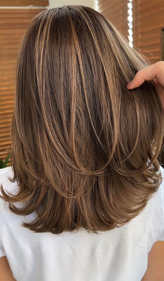 50 Examples of Blonde and Brown Hair to Help You Decide : Layered Toffee Brown Highlights 