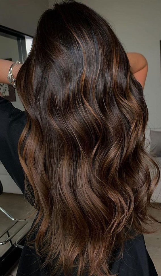 15 Dark Chestnut Hair Colour Ideas for a Timeless Look : Chestnut Brown Swirl