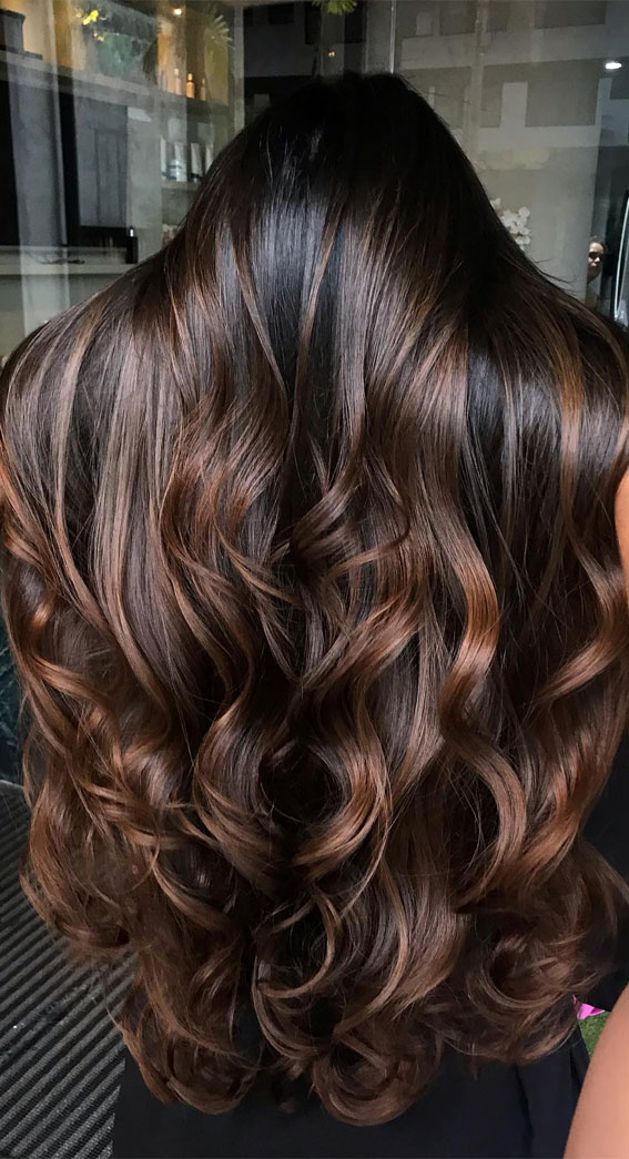 15 Dark Chestnut Hair Colour Ideas for a Timeless Look : Ombre Chestnut Streak Highlights