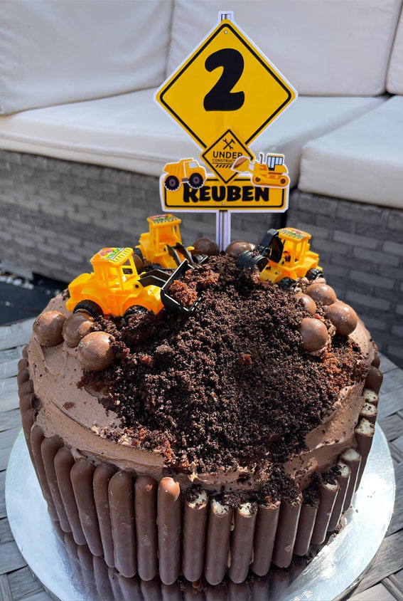 20 Digger-Themed Birthday Cake Ideas : 2nd Birthday Excavation Cake