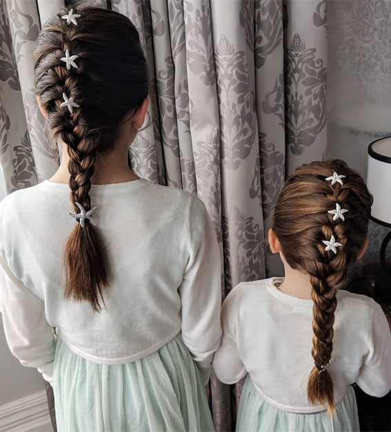 28 Enchanting Flower Girl Hairstyles : French Braid with Star Fish Gems