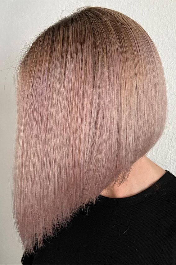 50 Examples of Blonde and Brown Hair to Help You Decide : Metallic Blonde A Line Bob