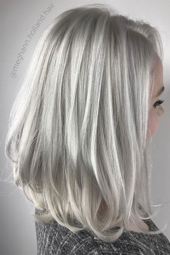 50 Examples of Blonde and Brown Hair to Help You Decide : Metallic Blonde Long Bob