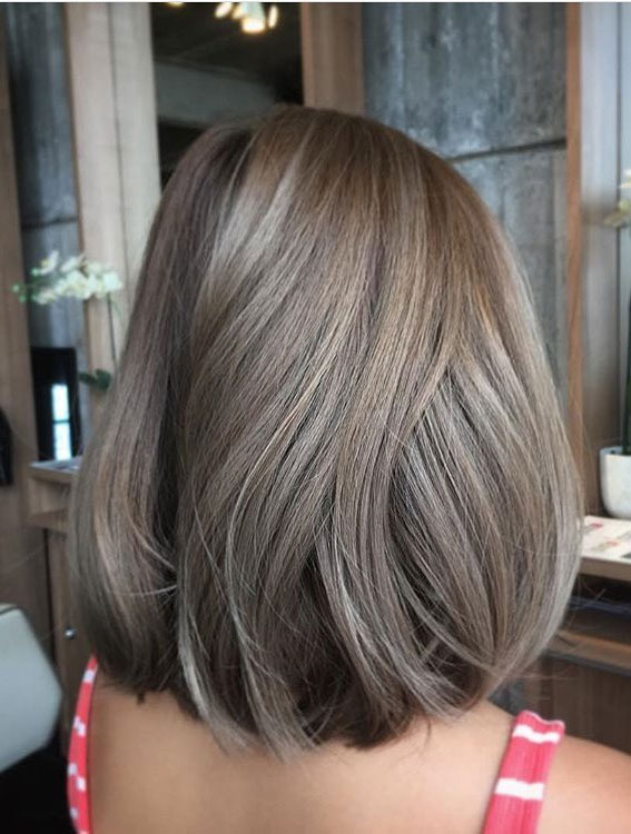 50 Examples of Blonde and Brown Hair to Help You Decide : Ash Blonde Balayage Long Bob