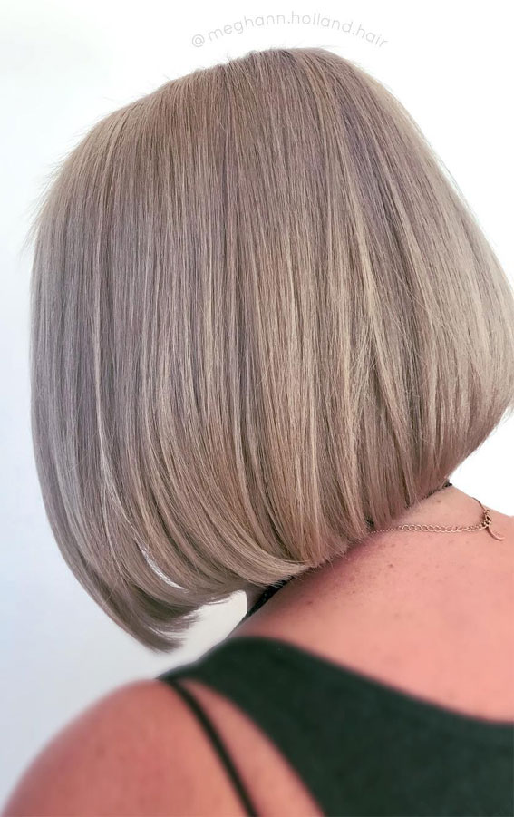 50 Examples of Blonde and Brown Hair to Help You Decide : Bob Haircut with Hint of Steel