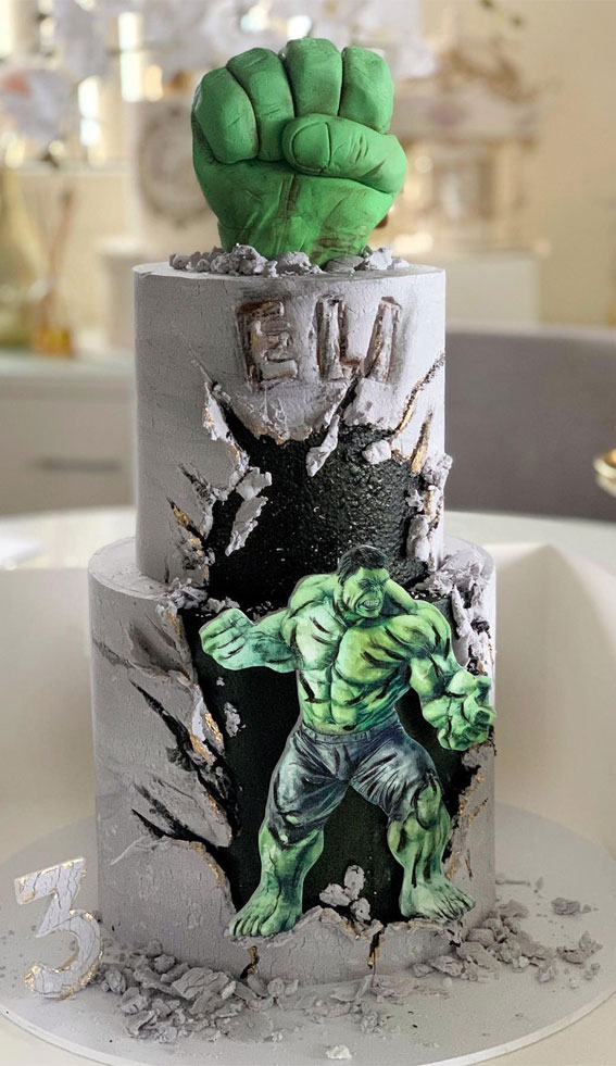 Hulk Birthday Cake Ideas for Superhero Celebrations : Hulk Smash Action Cake